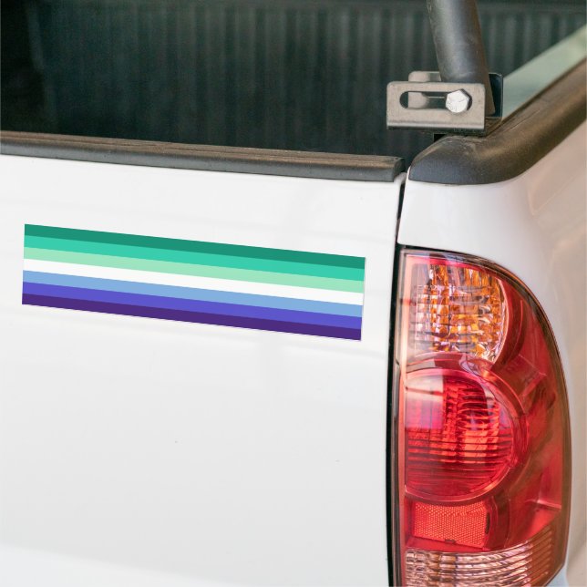 Gay Mens Pride Flag (Azure & Blue) Bumper Sticker (On Truck)