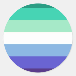 Gay Mens Pride Flag (Azure & Blue) Classic Round Sticker