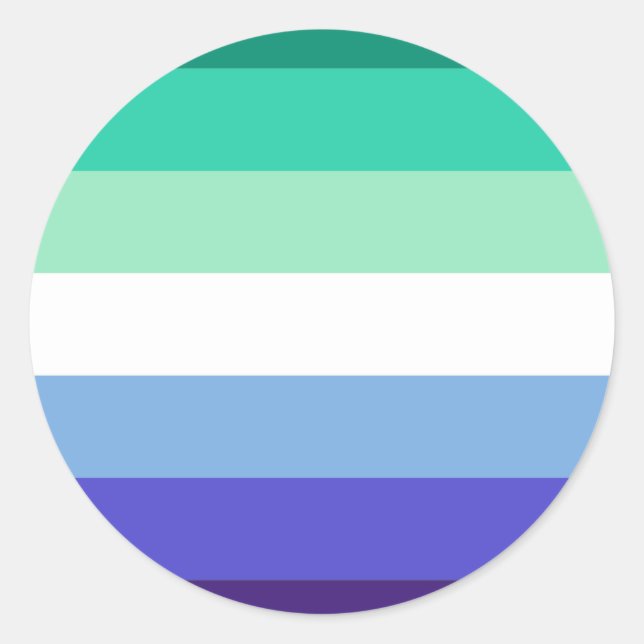 Gay Mens Pride Flag (Azure & Blue) Classic Round Sticker (Front)