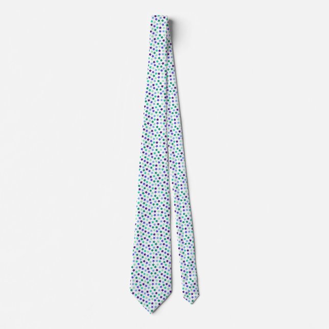 Gay Men's Pride Stars Blue Green Neck Tie (Front)