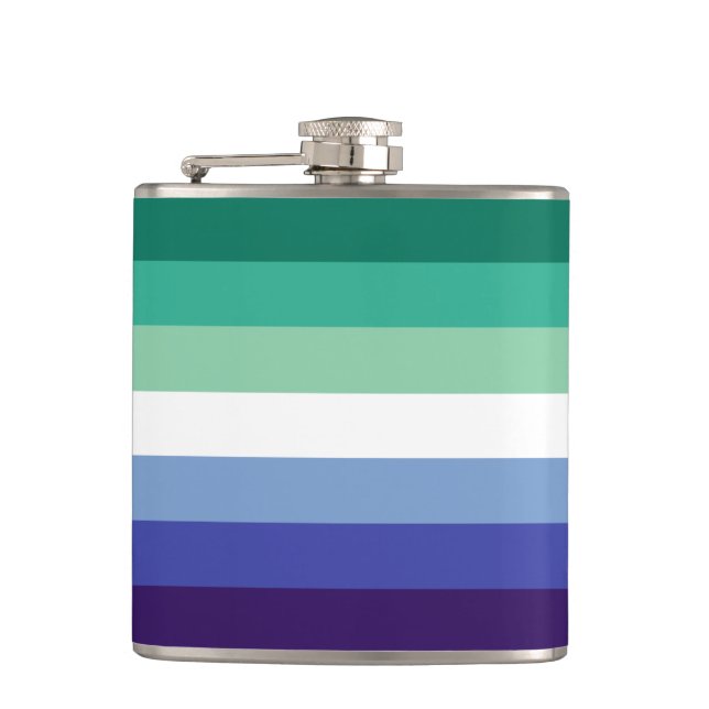 Gay Men's Pride, Striped Print, LGBTQ PRIDE Flask (Front)
