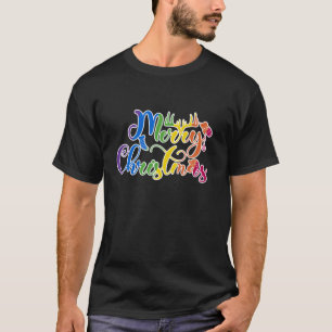Gay Merry Christmas Funny LGBT Apparel Rainbow T S T-Shirt