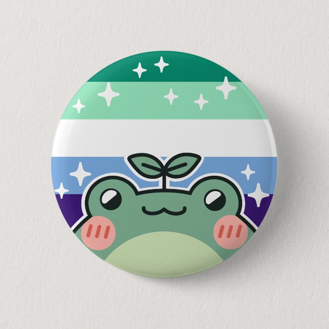 Gay MLM LGBT Pride Flag Frog Button (Front)