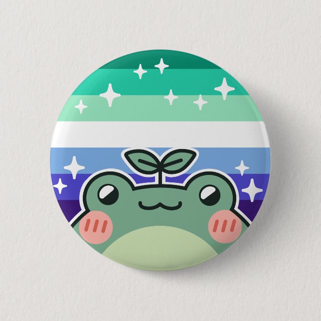 Gay MLM LGBT Pride Flag Frog Button (Front)