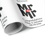 Gay Mr And Mr Bold Personalized Modern Wedding Wrapping Paper<br><div class="desc">Mr and Mr Gay Wedding gift wrap paper .. perfect for the two grooms .. mister and mister bold font with heart detail in red white and black from Ricaso</div>
