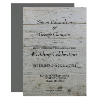 Gay Mr & Mr driftwood Wedding invitation