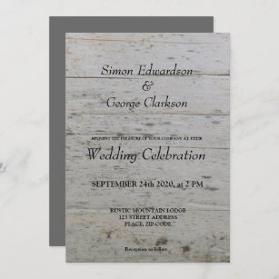 Gay Mr & Mr driftwood Wedding invitation
