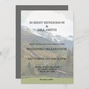 Gay Mr & Mr rustic mountain Wedding invitation