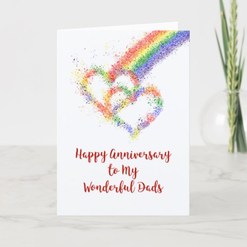 Gay My Dads Parents Anniversary Rainbow Hearts     Card