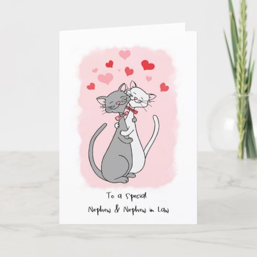 Gay Nephew  Husband Valentines Cute Cats Card