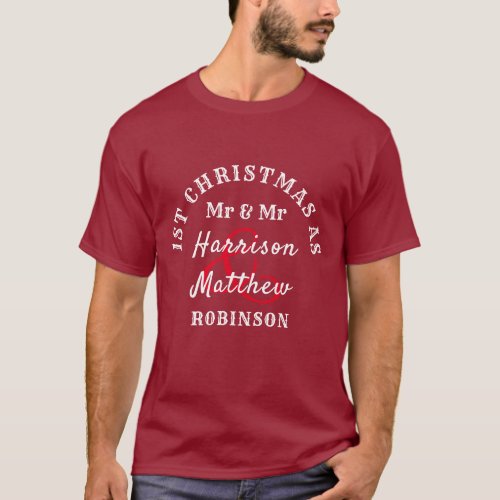 Gay Newly Weds 1st Christmas As Mr  Mr Cute T_Shirt