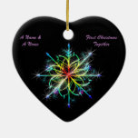Gay Newly Weds First Christmas Pride Snowflake Ceramic Ornament at Zazzle