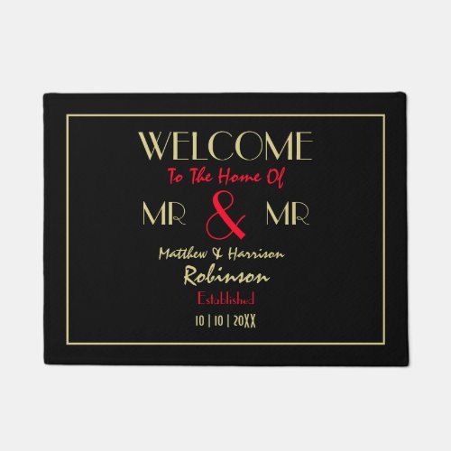 Gay Newlyweds Mr and Mr Personalized Wedding Gift Doormat