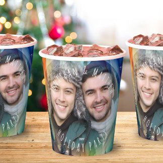 Gay Northern Lights Photo Holiday Party Paper Cups