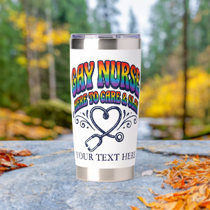 Gay Nurse Rainbow Pride Personalized Gift Insulated Tumbler