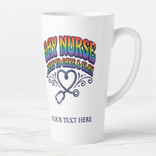 Gay Nurse Rainbow Pride Personalized Gift Latte Mug
