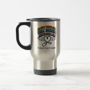 Gay Nurse Rainbow Pride Personalized Gift Travel Mug