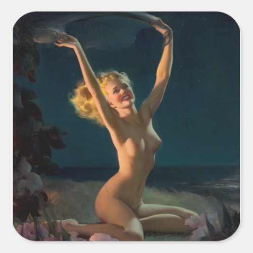Gay Nymph Pin Up Art Square Sticker
