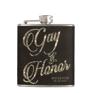 Gay of Honor Gold Bridal Party Custom Keepsake Flask