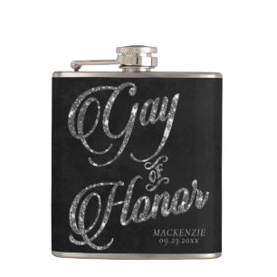 Gay of Honor Silver Bridal Party Custom Keepsake Flask