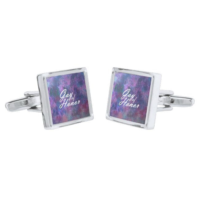 Gay of Honor Style | Bridal Party Custom Keepsake Silver Cufflinks (Angled)