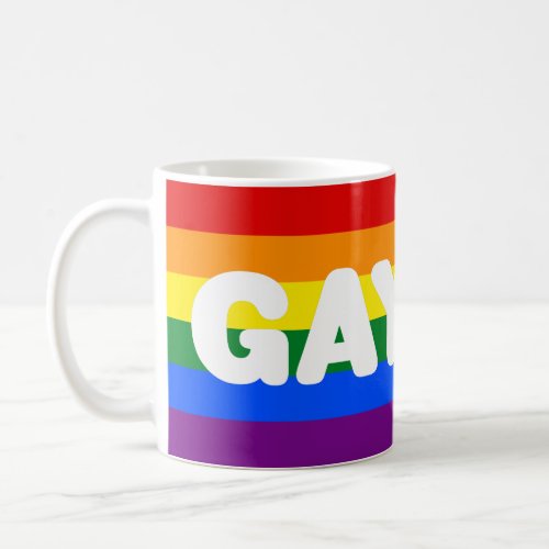 GAY OK Big White Logo LGBT Gay Pride Rainbow Flag Coffee Mug