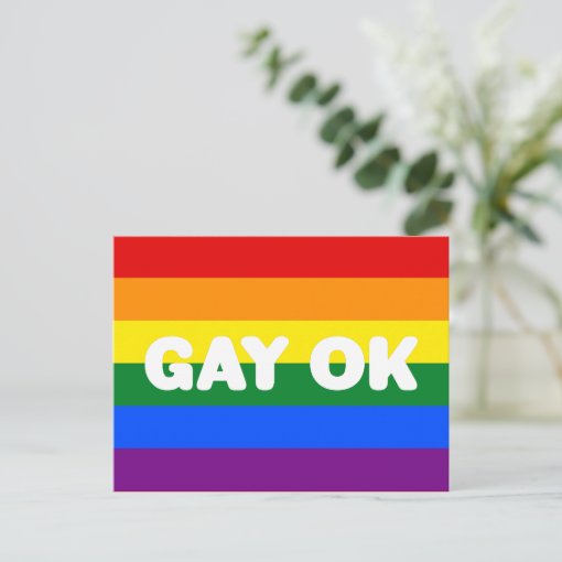 Gay Ok Lgbt 6-stripe Rainbow Gay Pride Flag Postcard 