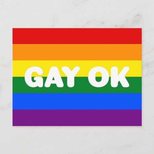 GAY OK LGBT 6_Stripe Rainbow Gay Pride Flag Postcard