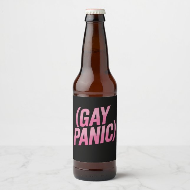 Gay Panic LGBTQ Protest Pride Beer Bottle Label (Front)