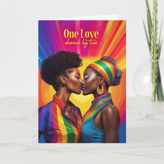 Gay Partner Lesbian Anny Rainbow African American Card (Front)