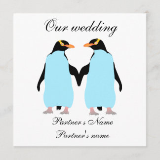 Gay, Pastel penguins wedding invitation