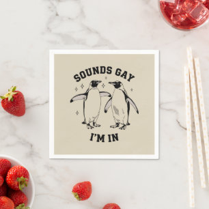 Gay Penguin Sounds Gay I'm In Vintage Queer Lgbtq  Napkins