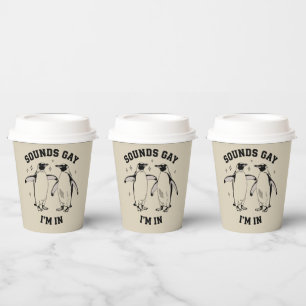 Gay Penguin Sounds Gay I'm In Vintage Queer Lgbtq Paper Cups