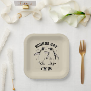 Gay Penguin Sounds Gay I'm In Vintage Queer Lgbtq  Paper Plates