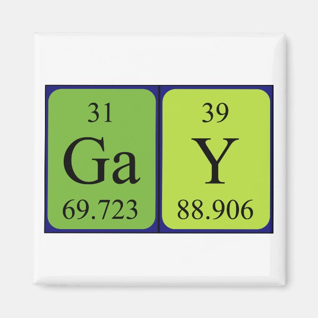 Gay periodic table name magnet (Front)