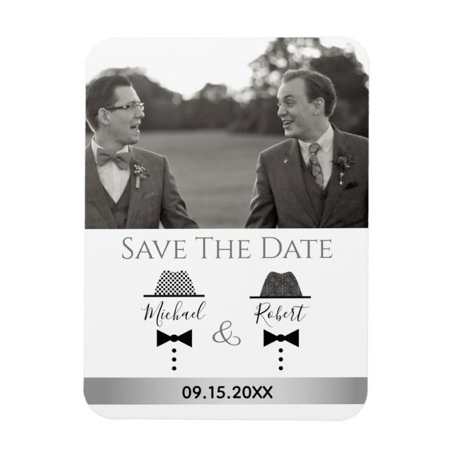 Gay Photo Wedding Save The Date Invitation Magnet (Vertical)