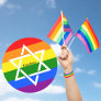 Gay Praid Rainbow Flag Jewish Star of David  Classic Round Sticker