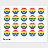 Gay Praid Rainbow Flag Jewish Star Of David Classic Round Sticker | Zazzle