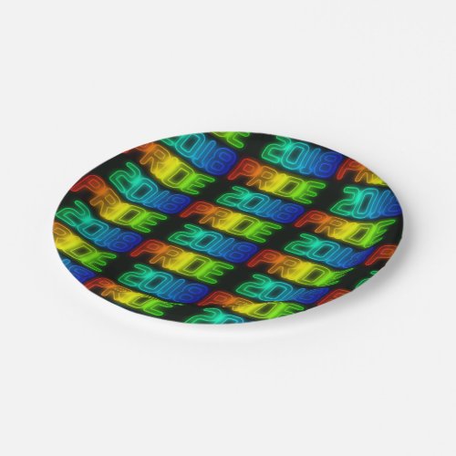 Gay Pride 2018 Rainbow Flag LGBT Typography Paper Plates