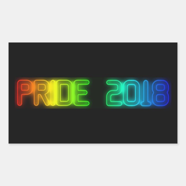 Gay Pride 2018 Rainbow Flag LGBT Typography Rectangular Sticker (Front)