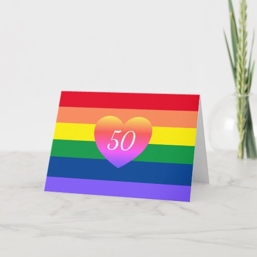 Gay Pride 50 Fabulous Birthday Rainbow Card
