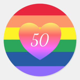 Gay Pride 50 Fabulous Birthday Rainbow Classic Rou Classic Round Sticker
