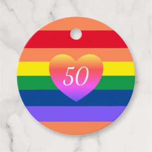 Gay Pride 50 Fabulous Birthday Rainbow Favor Tags