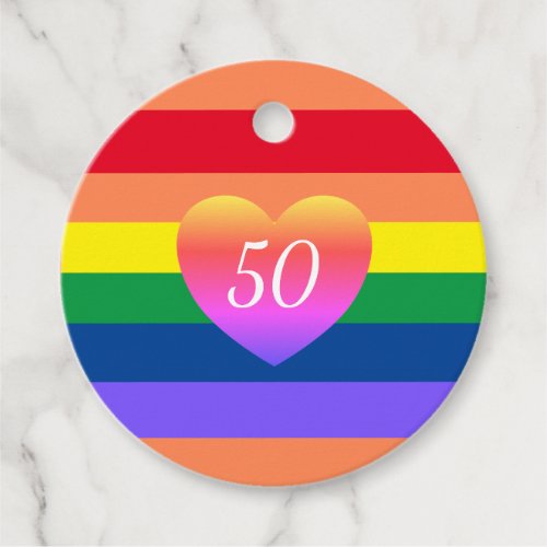 Gay Pride 50 Fabulous Birthday Rainbow  Favor Tags