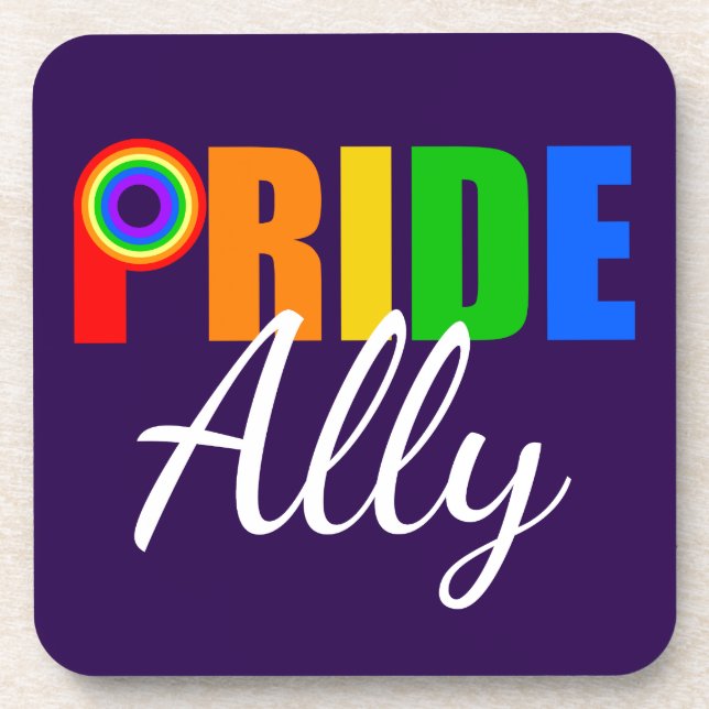 Gay Pride Ally Beverage Coaster (Front)