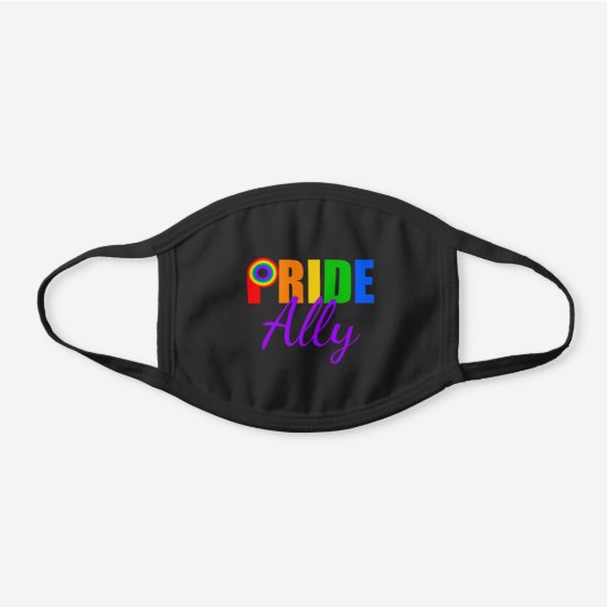 Gay Pride Ally Black Cotton Face Mask