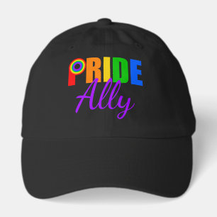 Gay Pride Ally Rainbow Black Hat