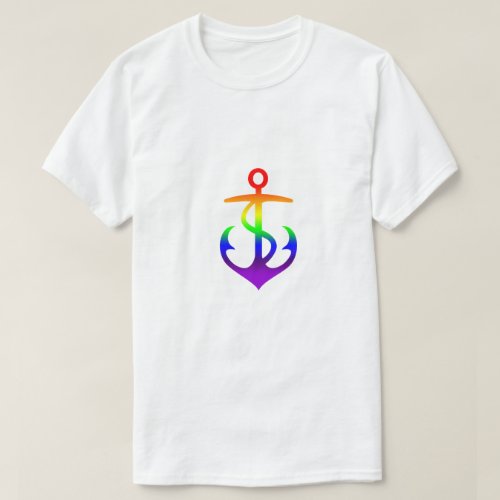 Gay Pride Anchor Rainbow Flag Colors GLBTQ Design T_Shirt