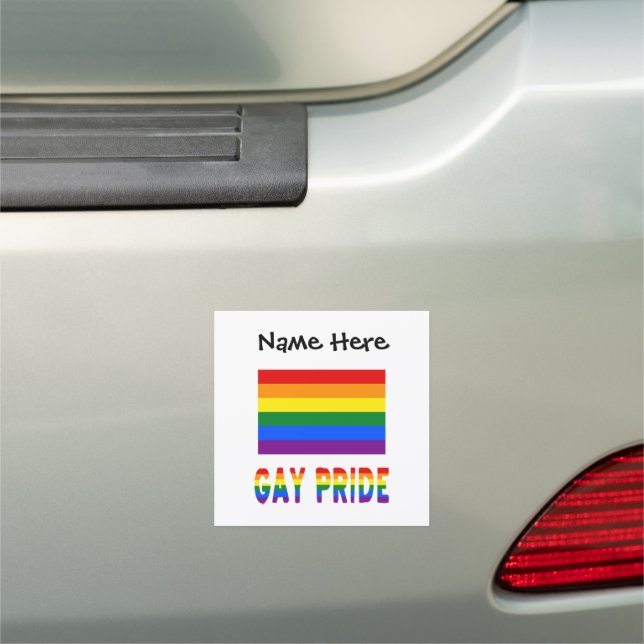Gay Pride and Rainbow Flag Personalized  Car Magnet (In Situ)