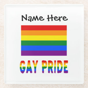 Gay Pride and Rainbow Flag Personalized  Glass Coaster